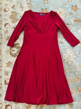 American Living V-Neck Fit & Flare 3/4 Long Sleeve Dress